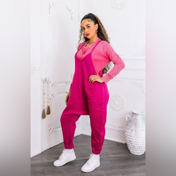 Vibrant Pink Women's Jumpsuit - Picture 5 of 6